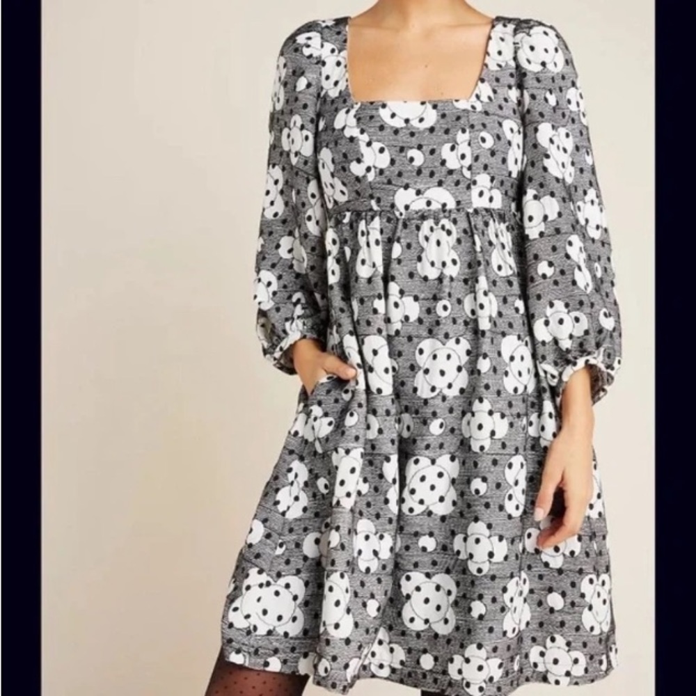 Anthropologie Jane Textured Babydoll Dress Size 2 Hippie Resortwear Bohemian
